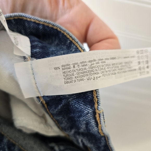 Zara Wide Leg Patchwork Collection Raw Hem Denim Jean 6 - Picture 3 of 7